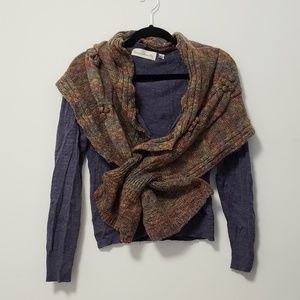 Anthropologie wool cardigan w/ detachable scarf